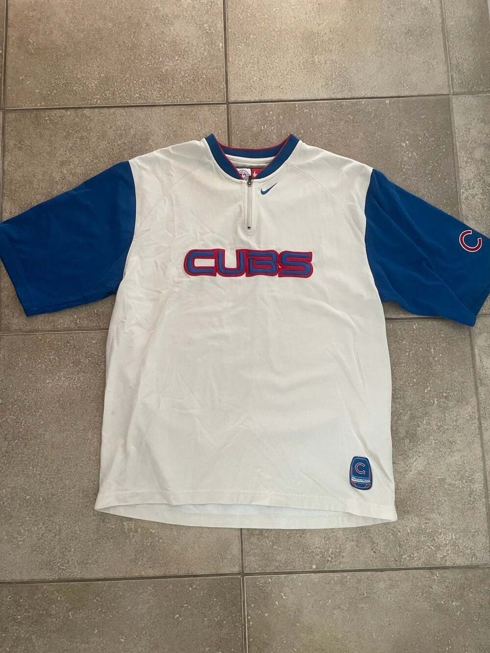 Vintage Chicago Cubs Nike Retro Quarter Zip Shirt Jersey Size Large Baseball
